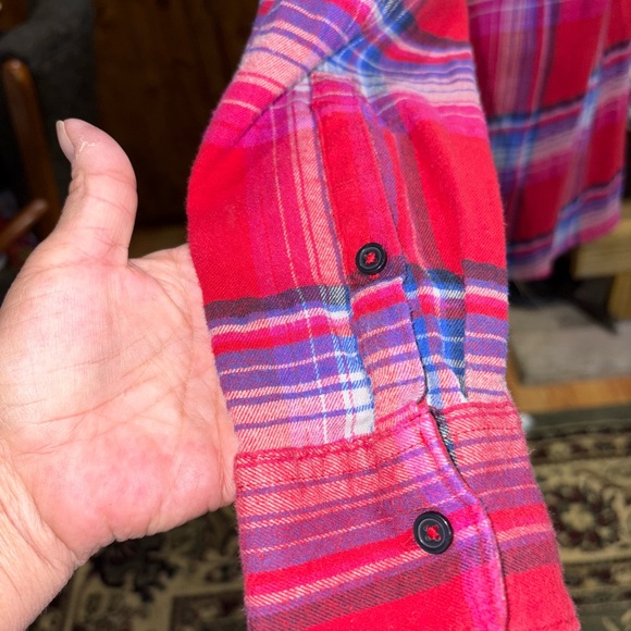 ORVIS CLASSIC COLLECTION SIZE LARGE RED MULTICOLORED PLAID FLANNEL SHIRT - Picture 4 of 6